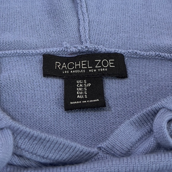 Rachel Zoe Weekend Hoodie Lightweight Knit Sweater Pullover Top Long Sleeve Blue - Picture 8 of 14